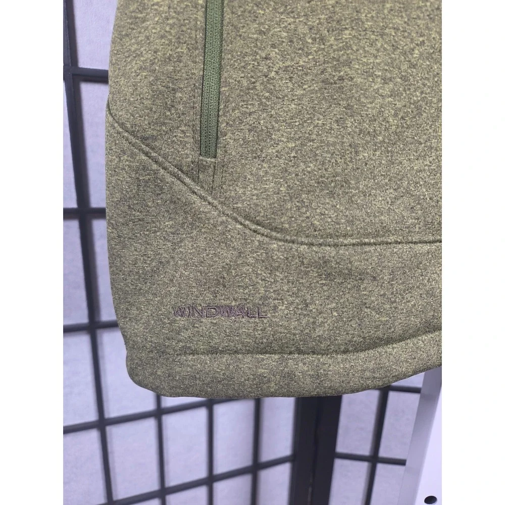 The North Face Mens WindWall Vest Heather Olive Green Full Zip Fleece Lined L